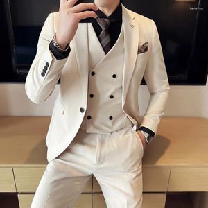 Men's Suits (Jackets Vest Pants) Men Blazers 3 Pieces Elegant Luxury Wedding Business Casual Tuxedo Formal Groom's Dress 5XL