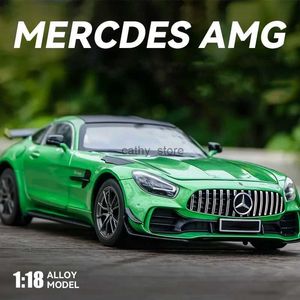 Elektrik/RC Araba 1 18 Benz GTR Yeşil Şeytan Alaşımlı Araba Model Diecast Metal Oyuncak Döküm Sesi ve Hafif Araba Çocuk Araç Hediye Koleksiyonu231223