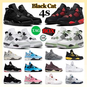 Box Jumpman 4 Mens 농구 신발 군용 검은 고양이 4S J4 Red Thunder Cement Canvas A MA Maniere Seafoam 남성 트레이너 스포츠