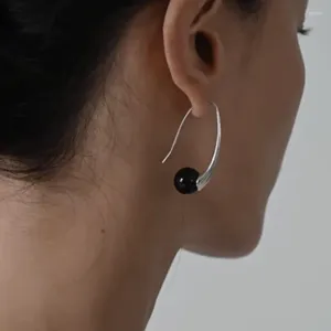 Hoop Earrings 925 Sterling Silver Vintage Black Ball For Women Trendy Earring Jewelry Prevent Allergy Party Accessories Gift