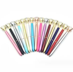 Büyük Elmas Kristal Beyaz Kalem Noel Hediyesi Parlak Beyaz Kalem Öğrenci Kırtasiye Ofis İş Hediyeleri 1.0mm Metal Nib Rhinestone Ball Point Pens