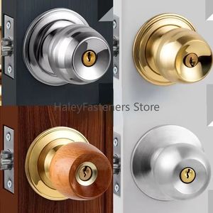 Stainless Steel Round Ball Door Knob Set Knob Handle Lock With Key for 25mm-45mm Door Hardware Sliver for Bathroom 231222