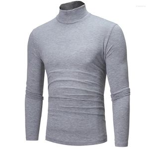 Herren Hoodies 2023 Feste Farbe Rollkragenpullover für männliche Herbst Frühling Casual Long Sleeve Basic Bottoming Shirt Männer schlanke Tops