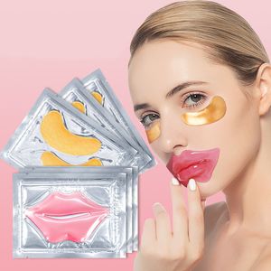 Gold rosa Kollagen Feuchtigkeit Lippenpflege Maske Patches Augenmasken Set Set