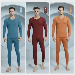 Men's Thermal Underwear Men Slim & Sexy Soft Autumn Winter Long Sleeve Bottoming Top Seamless Warm Lingerie Male 2 Pcs Sleepwear 2024