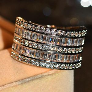 Vitoria Wieck Luxury Jewelry 925 Sterling Silver Princess Cut White Topaz CZ Diamond Eternity Women Wedding Engagement Band Ring G254Y