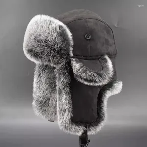 Berets jesienne zima mężczyźni damskie lei feng cap termiczne narciarstwo motocykl zimny bawełniany kapelusz faux zamsz skóra tb1708