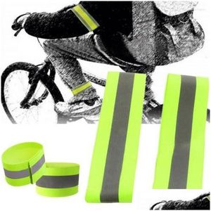 Elbow Knee Pads 2Pcs Running Reflective Arm Bands For Wrist Ankle Leg Led Reflector Armband Night Cycling Safety Light Tape Bracel Dhmu9