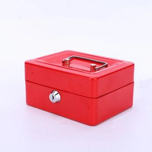 Bins 1Pc Mini Petty Cash Money Storage Box Stainless Steel Bank Metal Key Security Safe Lock Portable Small Storage Box For Home Case