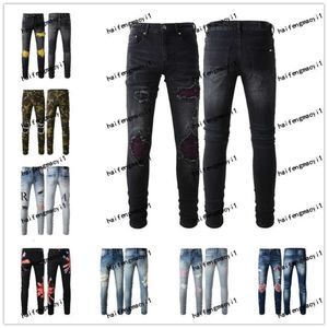 XY13 2023 Neuankömmlinge Amirs Herren AM2 Luxusdesigner Denim Amiiri Amirly Purple Jeans Löcher Am Hosen Amir Amirl Amirs Jean Coolguy Biker Pants Man Clothing #8105