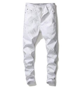 Nyaste män 3D digital tryckt vita jeans modedesigner rak ben smal fit denim byxor hip hop billiga byxor stor storlek 56398436614
