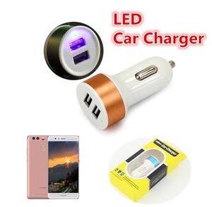 LED Dual USB Car Charger Universal 21A Aluminum Alloy Fast Charging Car Adapter For SamsungS8 S8plus ipod Tablet PC With Retail B9167875