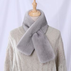 Highend Quality Unisex Women's Winter 100 Real Mink Pälsscarf Dubbelsidiga halsdukar Mäns Wraps Neckwarmer Mufflers 231222