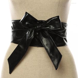 Gürtel Frauen Gürtel Leder Cummerbunds für Wide Taille Bow Self Tie Wrap Brand Ladies Fashion Gurt