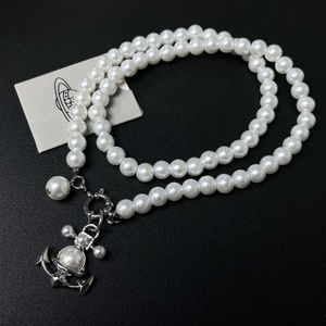 Designer Viviene Westwoods Viviennewestwood Trendy Nisch Light Luxury Planet Pearl Armband CollarBone Chain Western Empress Dowager Ship Anchor Saturn Pearl Ne