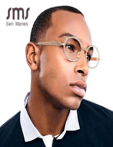 Moda Diamond Oval Glasses Frames homens Mulheres Marca de luxo Vintage Rhinestone Sunglasses Punk All Crystal Glasses Gafas de Sol 2104844892