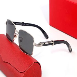 Rectangle Sunglasses For Women Metal and Wood Bamboo Frame Brand Design Sun glasses Mens Black Brown Clear Lens Come With Box eyeg2588