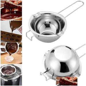 Ferramentas de massa de cozimento 400ml 600ml de aço inoxidável Chocolate Pot de derretimento da caldeira dupla tigela de leite com manteiga quente para e vela gota dhplc