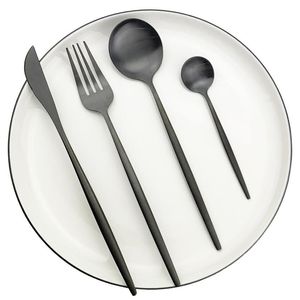 40Pcs Black Matte Cutlery Set 304 Stainless Steel Dinnerware Set LNIFE Fork Spoon Flatware Western Kitchen Silverware Tableware T2269U