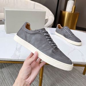 European Station Fashion Brand Genuine Leather Sports Board Shoes Lace up Men's Casual Little White Shoes Reverse Velvet Cowhide Matte Leather Men's Shoes