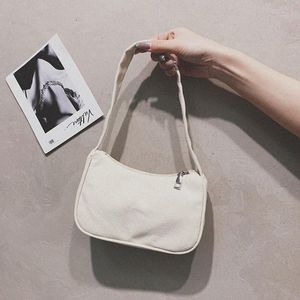 Evening Bags Women Underarm Bag Fashion Simple Casual Solid Color Canvas Summer Trend Womens Handbag Mini Shoulder r0Gj#