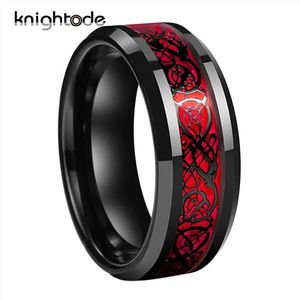 8 mm męski Celtic Dragon Ring Pierścień Węglowodanowy Tungsten Ring