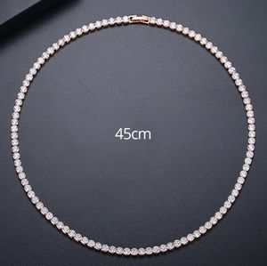 Ins Hip Hop Tennis Pendant Fashion Jewelry 18K White Gold Fill 4MM Round Cut Cubic Zircon CZ Diamond Party Women Necklace For Lover Gift