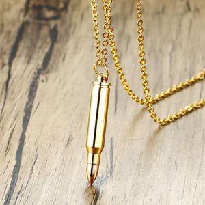 Stainless Steel Bullet Pendant Men Necklace In Gold Color Urn Ash Creation Jewelry PN-899233U