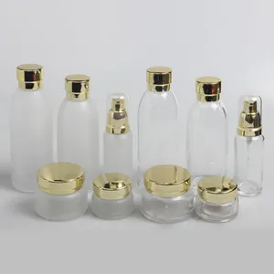収納ボトル豪華なスキンケアボディトナー120mlフロストガラスボトルローションポンプ透明パッケージ