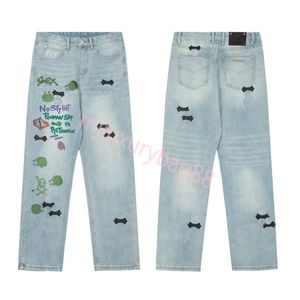 Jeans Denim Designer Jean Herren Schwarz High-End-Qualität Straight Leg Design Retro Street Casual Sporthose Lila Jeans Jogging