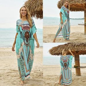 Kvinnors badkläder Cover-ups Kaftan Dress for Women Robe Plage Caftans Swimsuit Cover Up Pareos Beachwear Bathing Suit Maxi