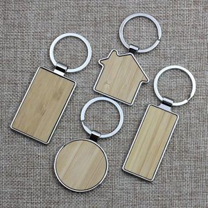 Keychains 5/10Pcs Metal Wooden Keychain Waist Hanging Businesss Solid Wood Keyring Personality Trendy Portable Gift