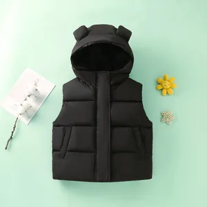 Giacche per ragazzi per ragazzi ragazze senza maniche inverno giubbotto per outwear calda cappotto Orso di colore nero solido nero