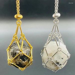 Pendant Necklaces Crystal Holder Cage Necklace Interchangeable Adjustable Metal Net Accessories Stone Collecting For Women Men