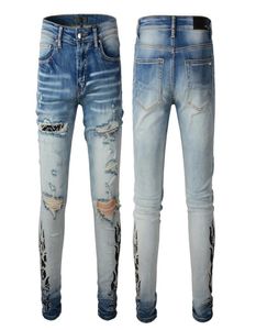 Men Jeans angustiado Ripped Mother Mother Motor Moto Moto Biker Causa Denim Pants Hip Hop Pontas2891149