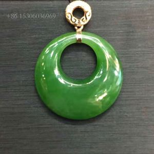 Kina stil jade smycken grossistpris grön hög kvalitet naturlig Hetian Jasperite Charm Pendant Gold