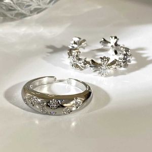 Cold Wind~Silver Zircon Cross Ring Designed by Female Crowd Inns Light Luxury Index Finger Ring Personalized Couple Ring