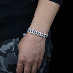 15mm sivri uçlu erkek cazibe bileklik bileklik buzlu altın gümüş renkli Küba zinciri bilezikler hip hop punk gotik bling mücevher242z