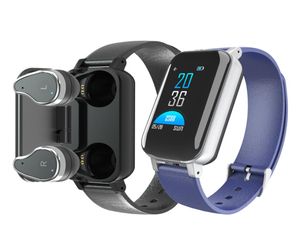 2 in 1 auricolare smart watch t89 bluetooth braccialetto bracciale tws auricolari a touch screen di supporto per la chiamata musicale sport sports sma4525745