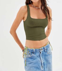 Frauen Tanks gerippte Camisol -Tanktops Y2K Stylish sexy Slim Straps Basis Schicht Festkruppshülsen und Outwear C5661