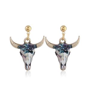 summer jewelry dangle earrings bull with horns head enamel animal earrings women's for party gift drop whole and2270