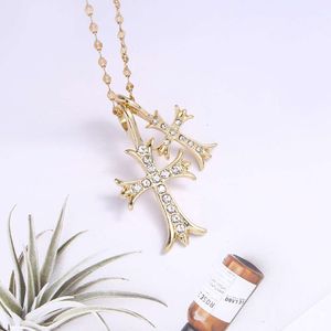 Дизайнер CH Cross подвесной ожерелье Chromes с двойным бриллиантом золотой хип -хоп мужчина женский свитер сердца Lover Lover Lif