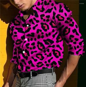 Camisas de vestido masculinas camisa de estampa de leopardo com moda algemada casual conforto macio de ponta de ponta de ponta de partida de rua