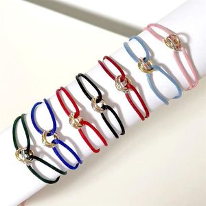 Designer Jewelry Three Circles Charm Bracelets Couple Bracelet Stainless Steel Tricyclic Hand Rope Black Red Pink Blue Many Colors2456