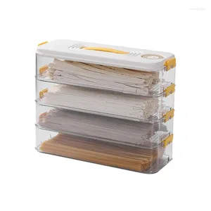 Storage Bottles Noodle Useful Things For Kitchen Food Container With Lid Square Plastic Grain Box Seal Refrigerator Organizer