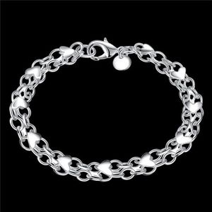 BEAST GIF Coração Cuidado 925 Silver Bracelet Jspb293 Presente de Besta Homens e Mulheres Sterling Silver Placed Link Bracelets268V