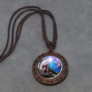 Pendant Necklaces Starry Sky Dragon Series Dome Glass Wooden Wearable Handmade Necklace Exquisite Beautiful Jewelry Gift For Boyfriend