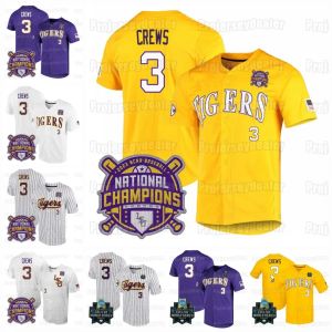 Dylan Crews Lsu Tigers 2023 College World Series National Champions Baseball Jersey Jake Fraley White Tre Morgan Paul Skenes Brayden Jobert