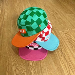 Ball Caps Top Quality Checkerboard Camp Cap Hip-hop Hats Baseball Wide Flat Brimmed Hat Soft For Men And Women