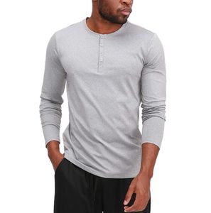 Lu Men Yoga Roupet Sports Slova longa de manga longa Lululy lemenly T-shirt Mens esportes de colarinho de colarinho Treinando roupas de fitness elástica Quick Dry Wear LL444